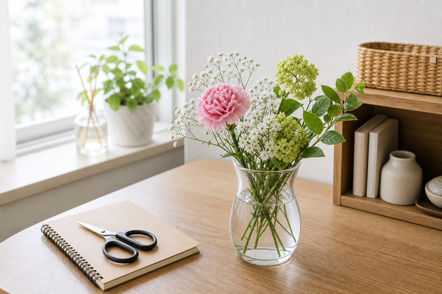 HitoHanaの花の定期便を部屋に飾るイメージ