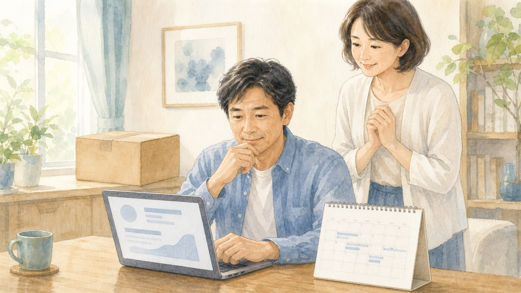 宅配買取の査定連絡と入金予定を確認する成人男女