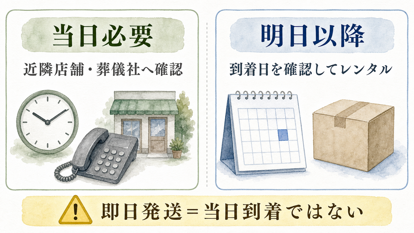 喪服が当日必要な場合と明日以降に必要な場合の判断