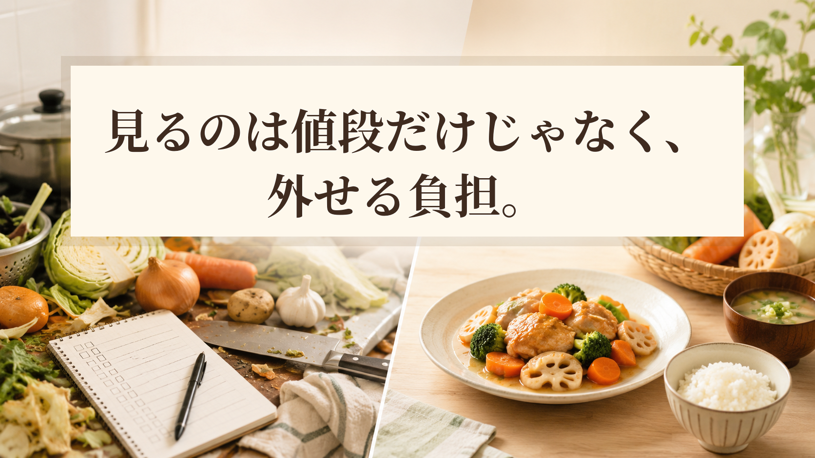 値段だけでなく外せる負担を見るイメージ