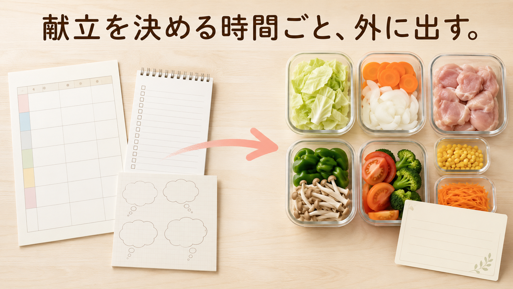 ヨシケイで献立を決める時間を外に出すイメージ