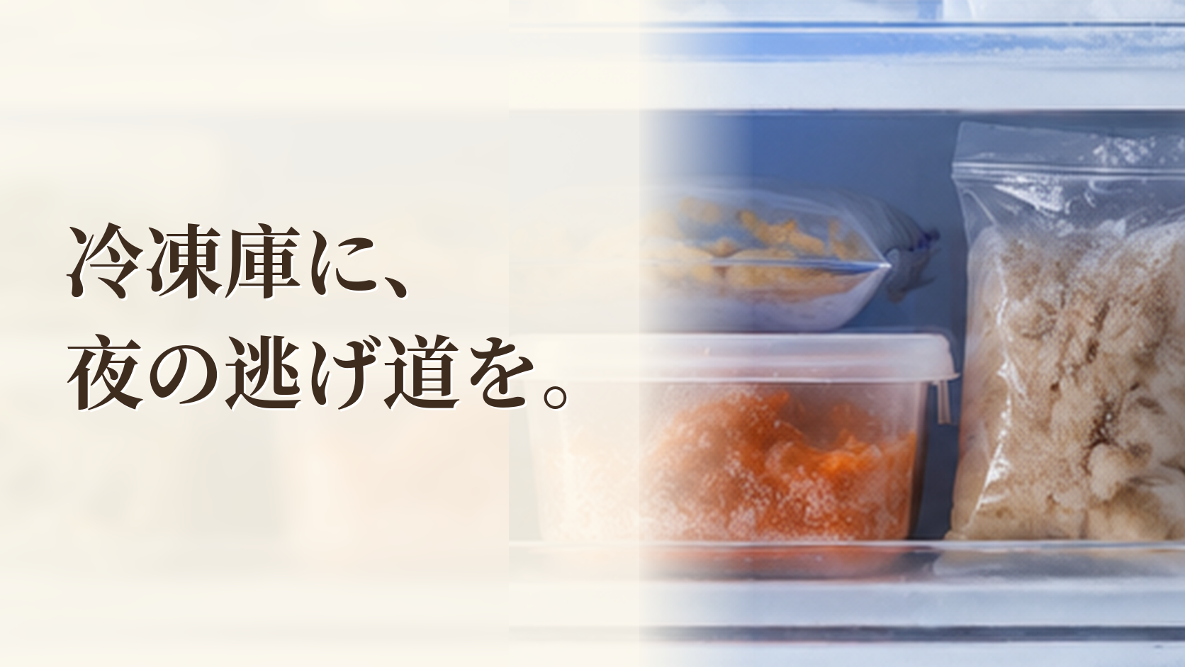 冷凍庫に作れない夜の逃げ道を置くイメージ
