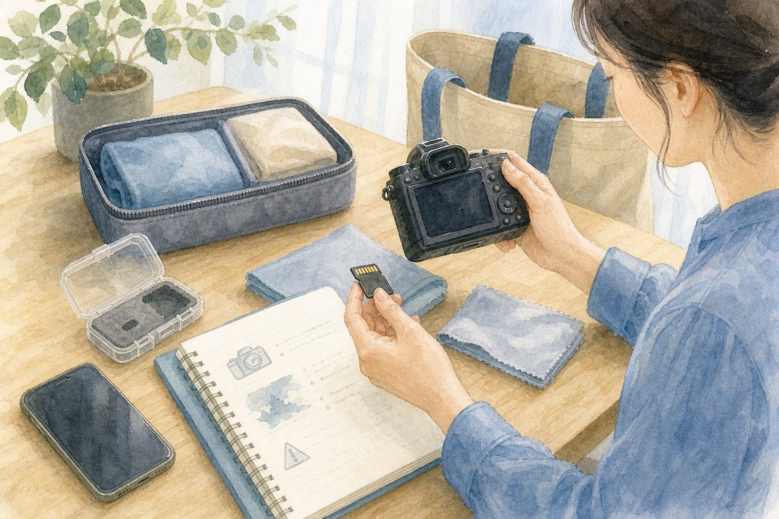 写真が消えた媒体の症状を専門窓口へ相談する水彩イラスト