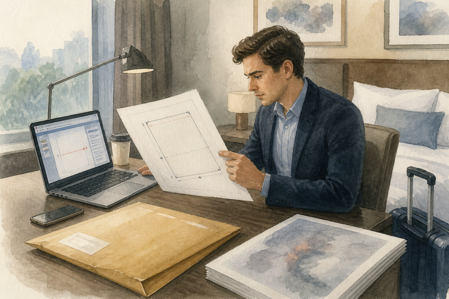 学会 ポスター 忘れたの確認手順を進める水彩イラスト