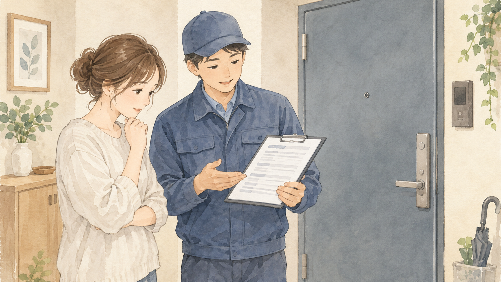 作業前に見積もりの説明を受ける場面のイラスト